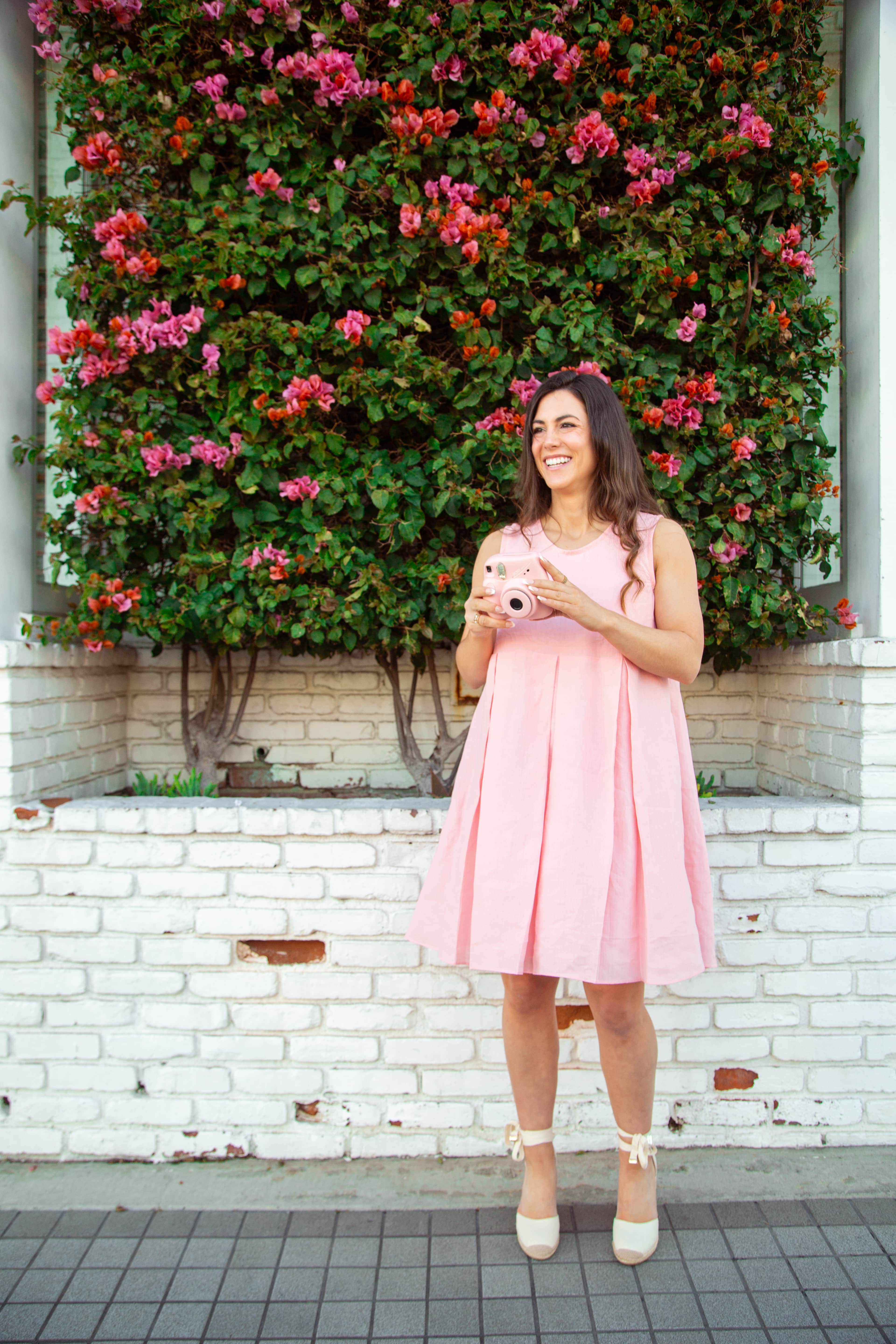 Corolla Dress Coral Linen Women s Dress Pleated Babydoll Dress Emily Westenberger