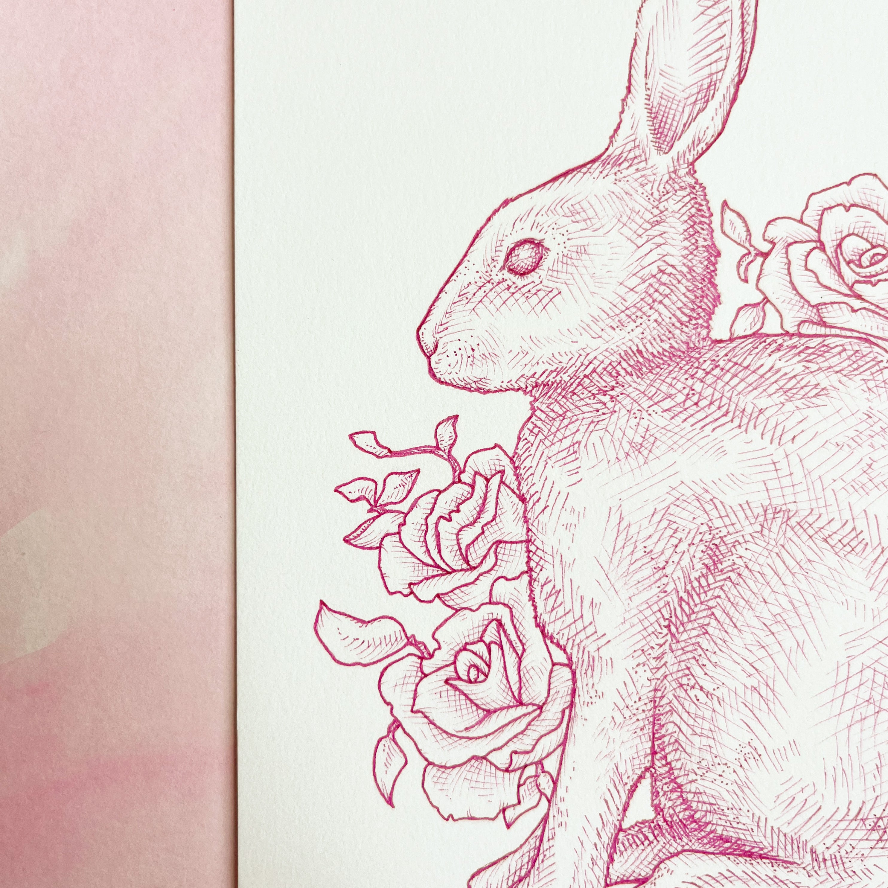 hot pink bunny art