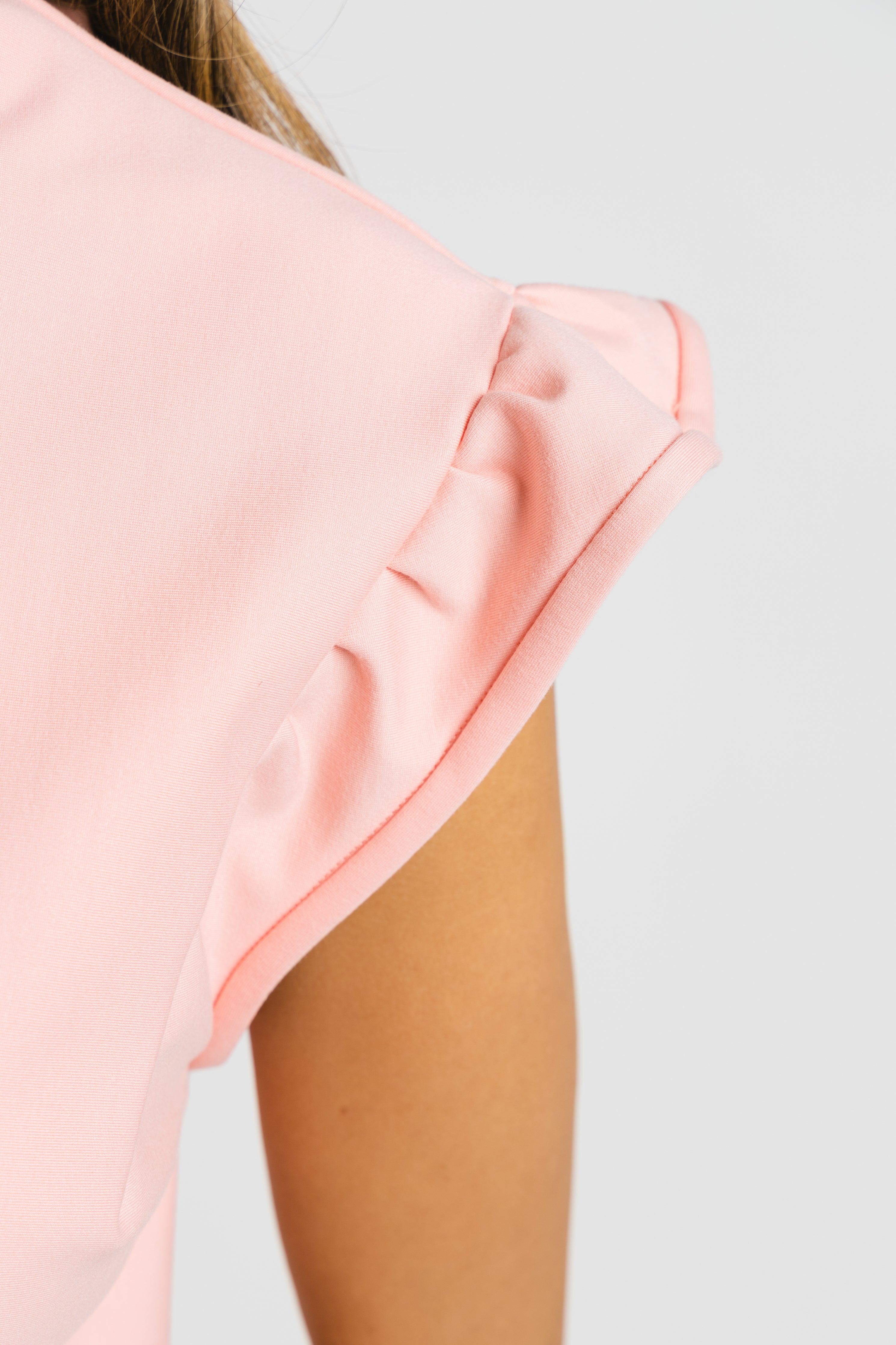 ruffle sleeve top - blush pink