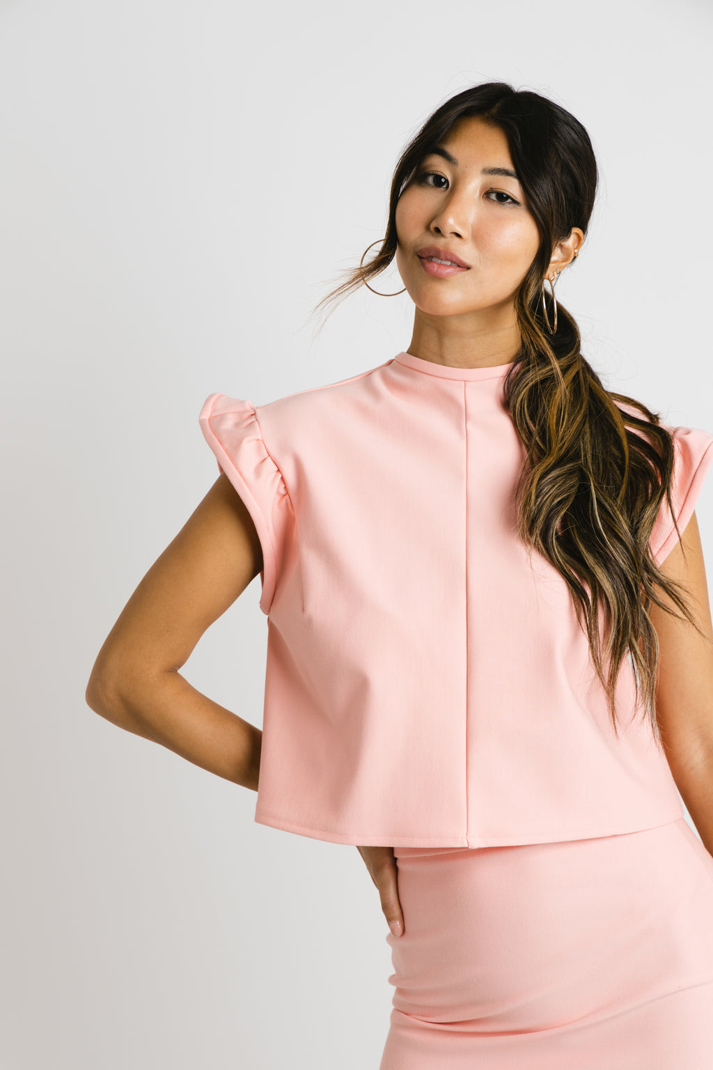 blush pink top - elegant clothing