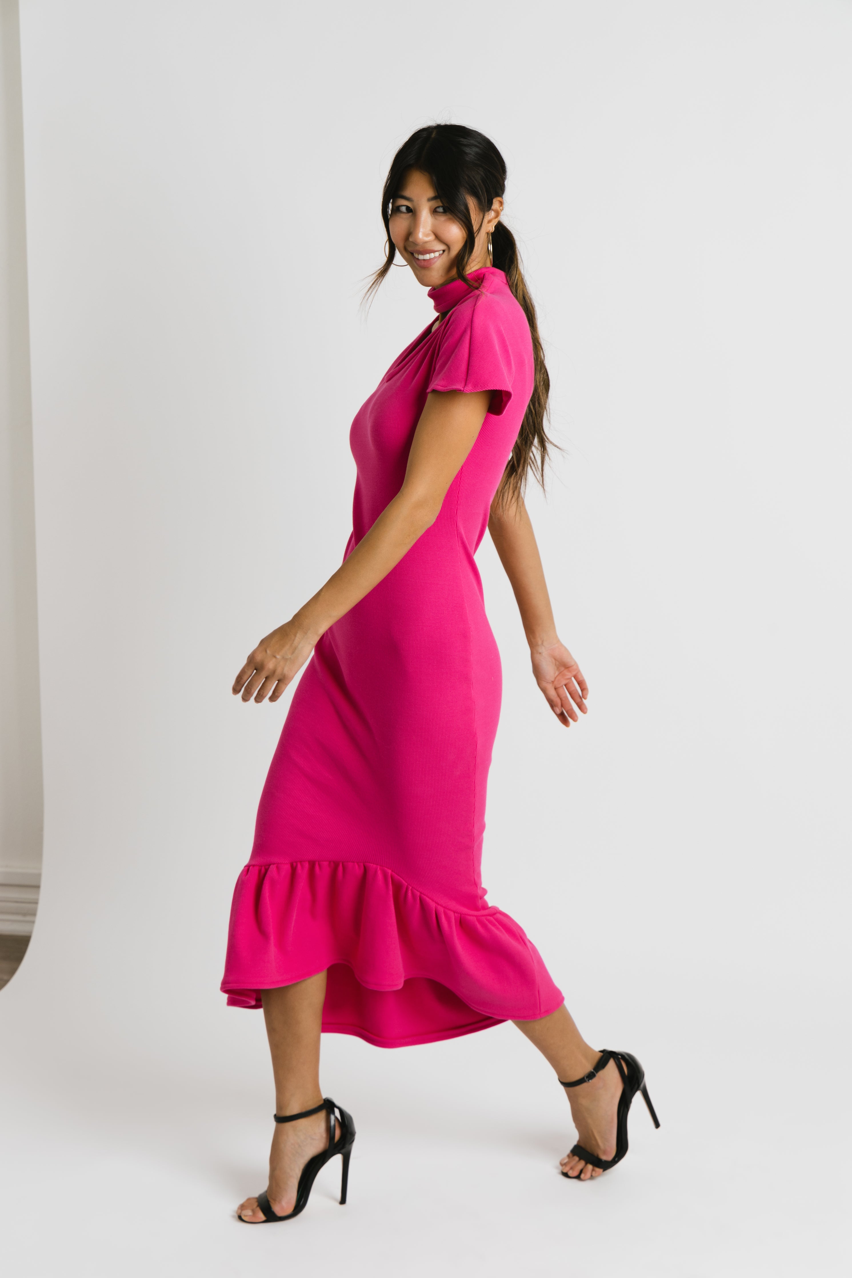hot pink knit dress