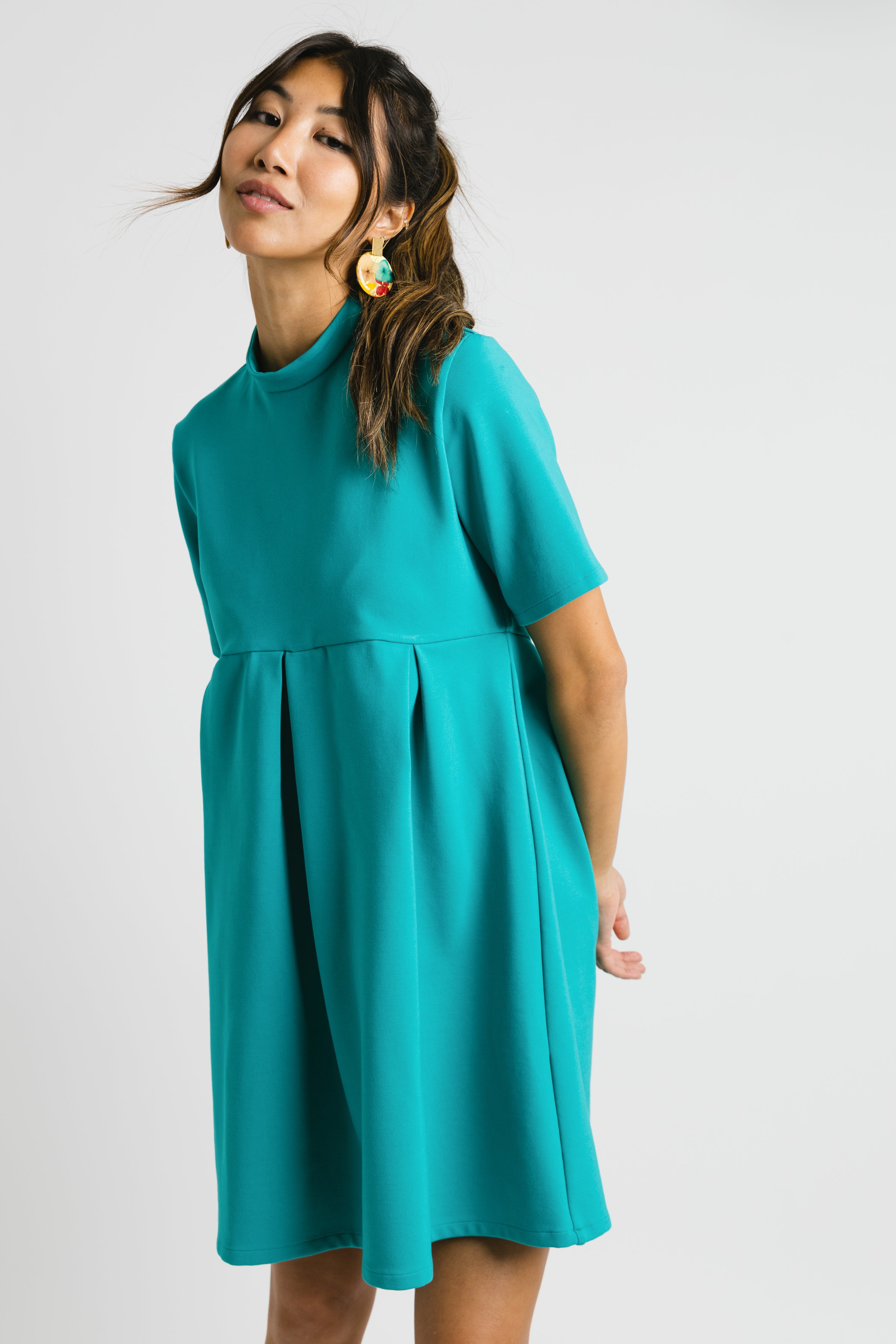 babydoll dress - teal wedding guest outfit