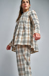 Women’s Tops | Relaxed fit pleated plaid top | Side view | Emily Westenberger