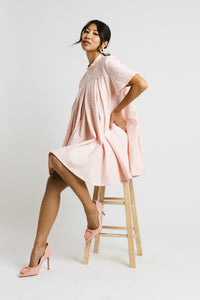 oversized pleated pink dress